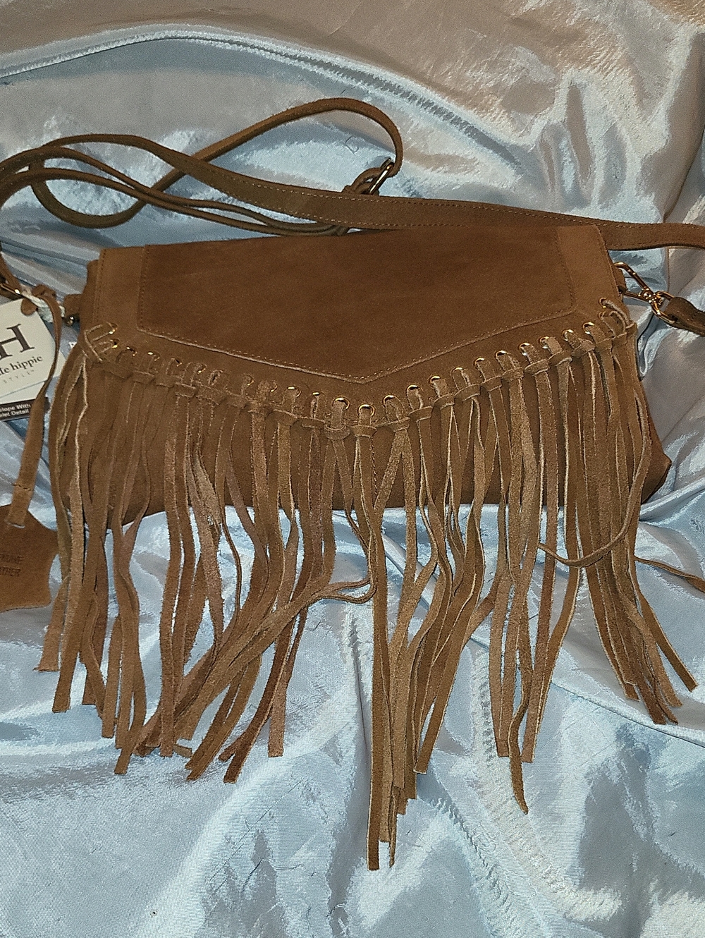 Fringe Suede Crossbody Bag - Brown